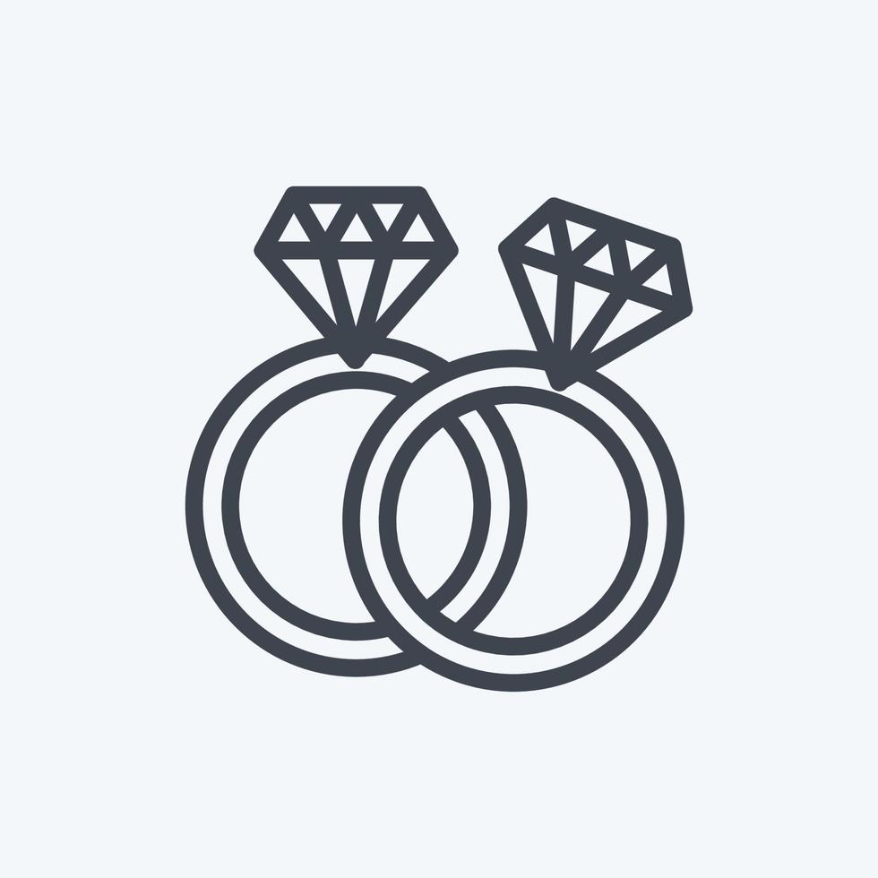 ícone de anéis em estilo de linha moderno isolado em fundo azul suave vetor