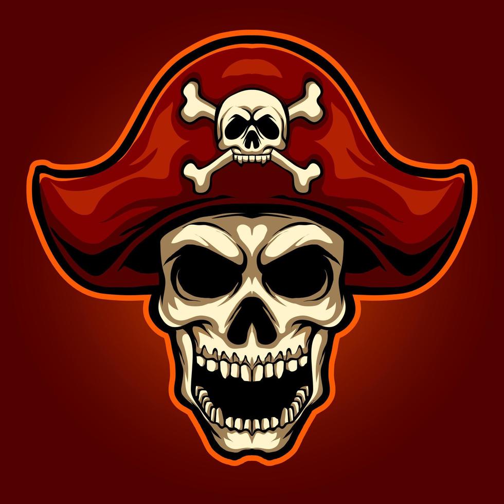 ilustração de mascote de crânio de pirata de cabeça vetor