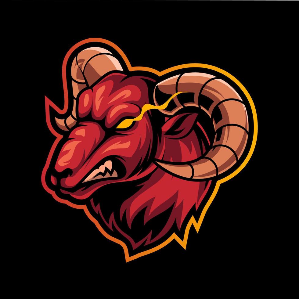 cabeça de carneiro selvagem irritado, ilustração de logotipo de mascote para equipe de esport e serpentina vetor