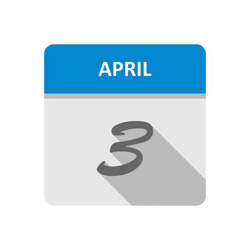 3 de abril Data em um calendário de dia único vetor