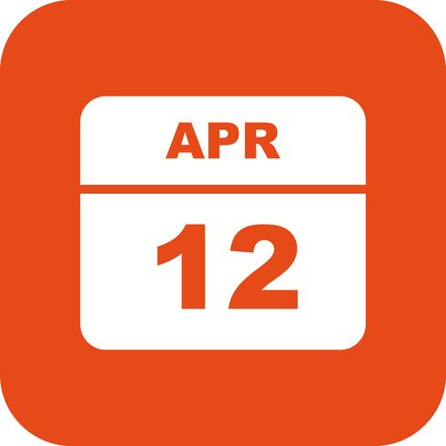 Data de 12 de abril em um calendário de dia único vetor