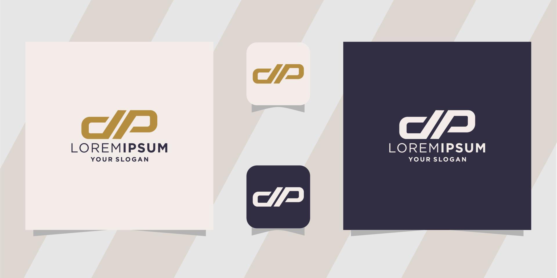 modelo de logotipo de carta dp vetor