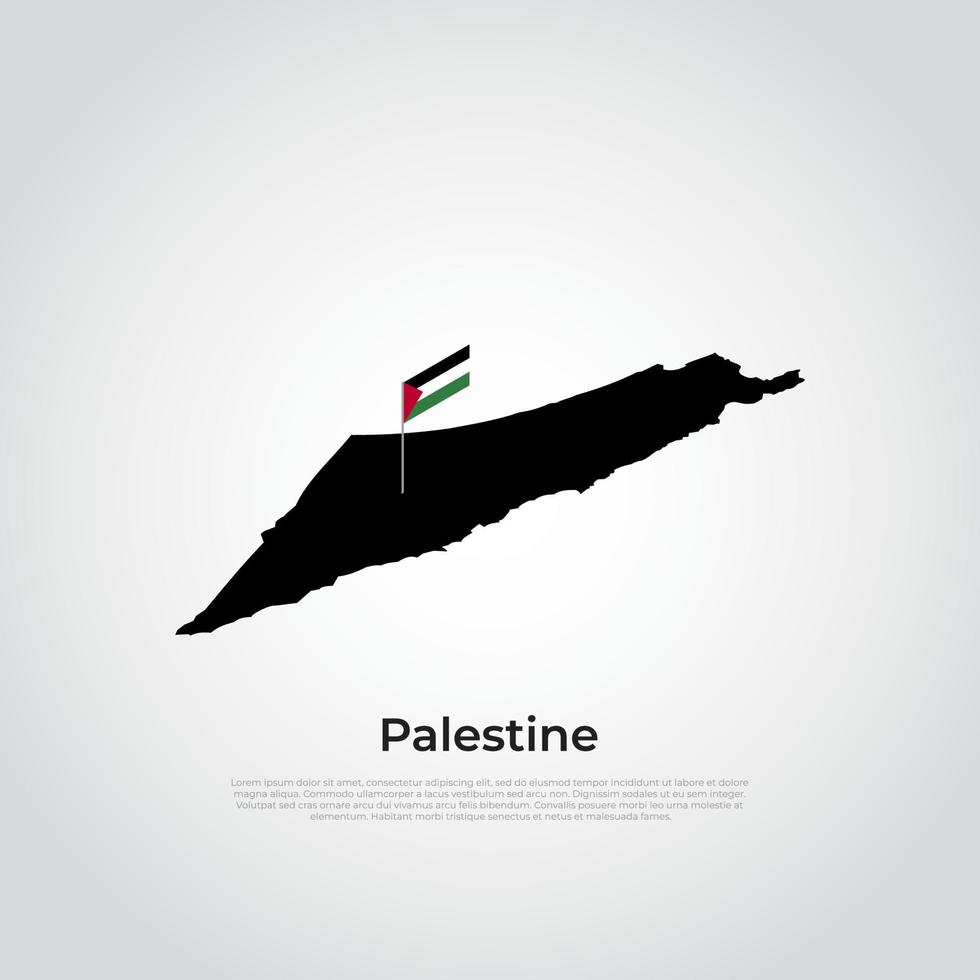 bandeira de mapa vetorial da Palestina isolada no fundo branco vetor