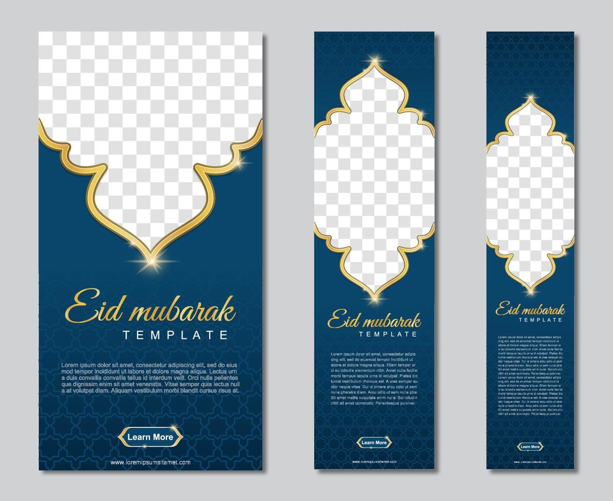 conjunto de banners da web do ramadã de tamanho padrão com local para fotos. design de modelo do ramadã. ilustração vetorial vetor