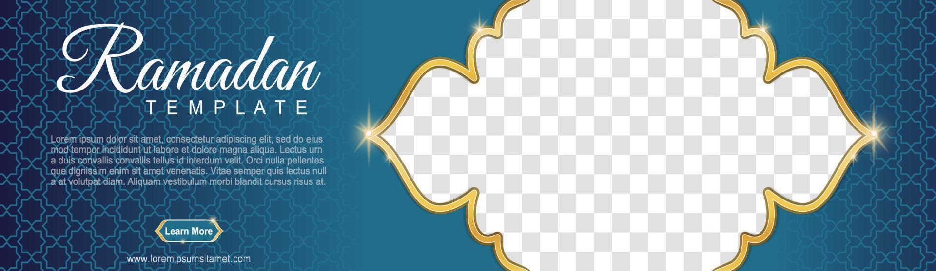 conjunto de banners da web do ramadã de tamanho padrão com local para fotos. design de modelo do ramadã. ilustração vetorial vetor