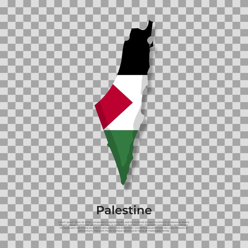 bandeira de mapa vetorial da Palestina isolada no fundo branco vetor