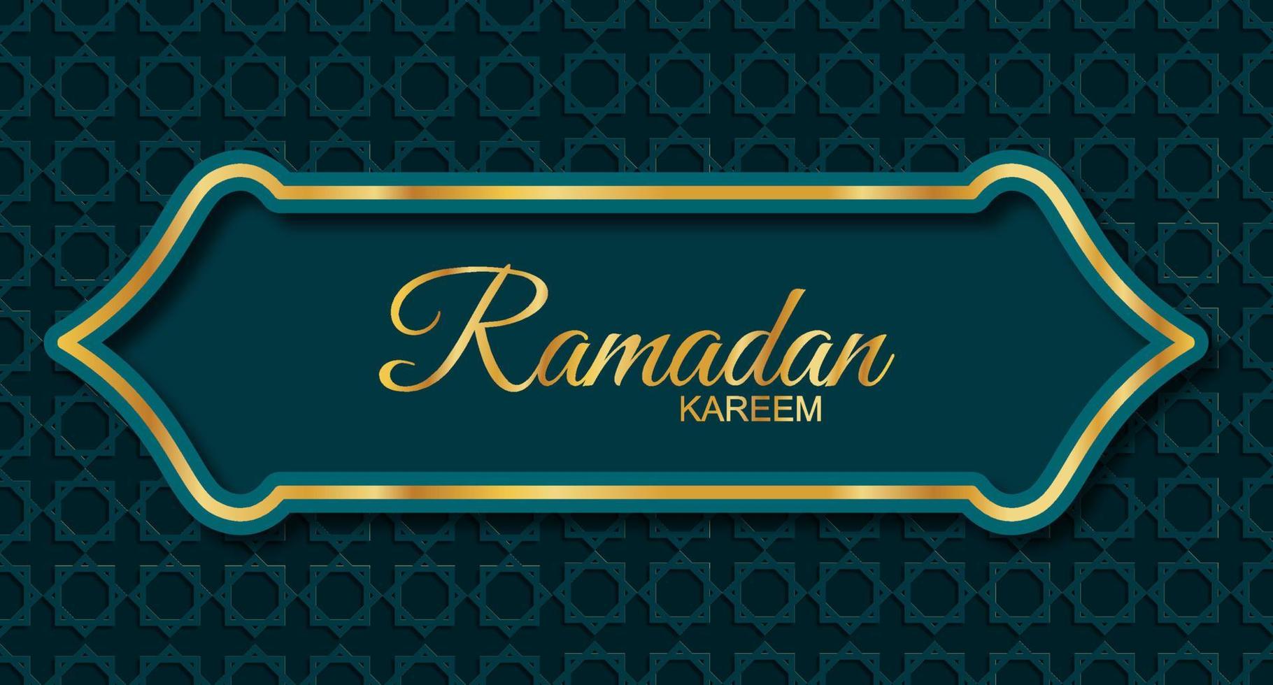 banner de luxo com uma combinação de linha dourada brilhante com estilo 3d. convite de cartão ramadan kareem para a comunidade muçulmana. ilustração vetorial vetor