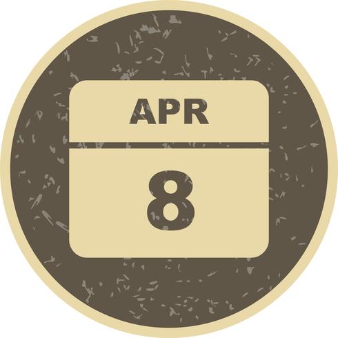 8 de abril Data em um calendário de dia único vetor