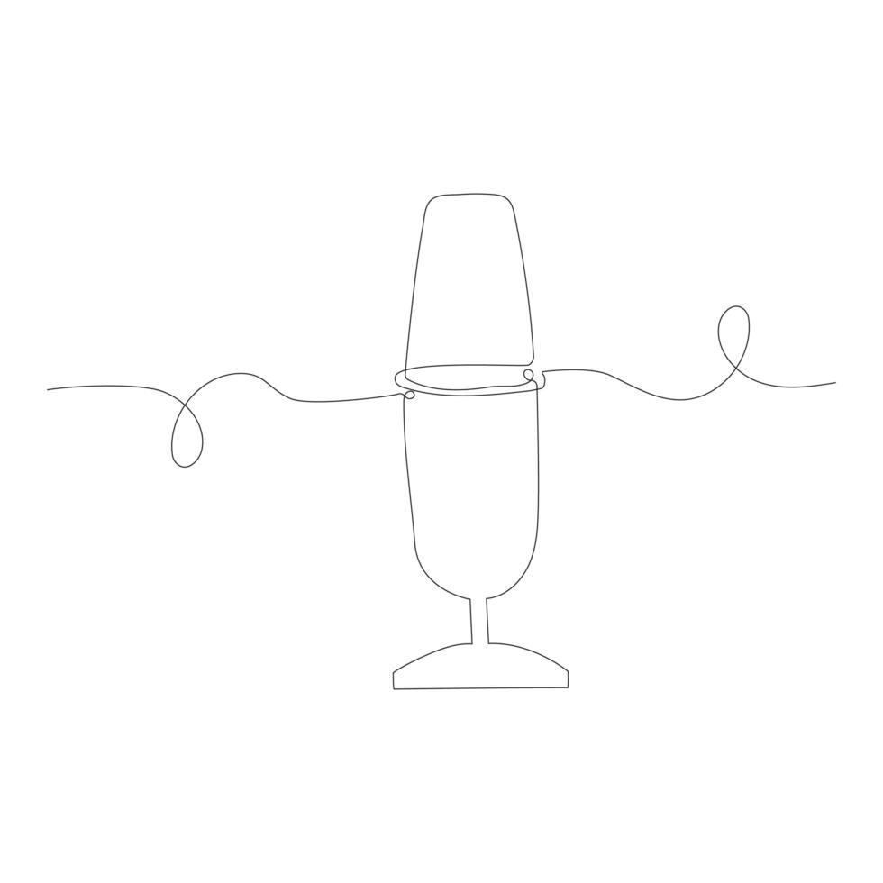 um microfone de podcast de desenho de linha, conceito de podcast. ilustração vetorial. vetor