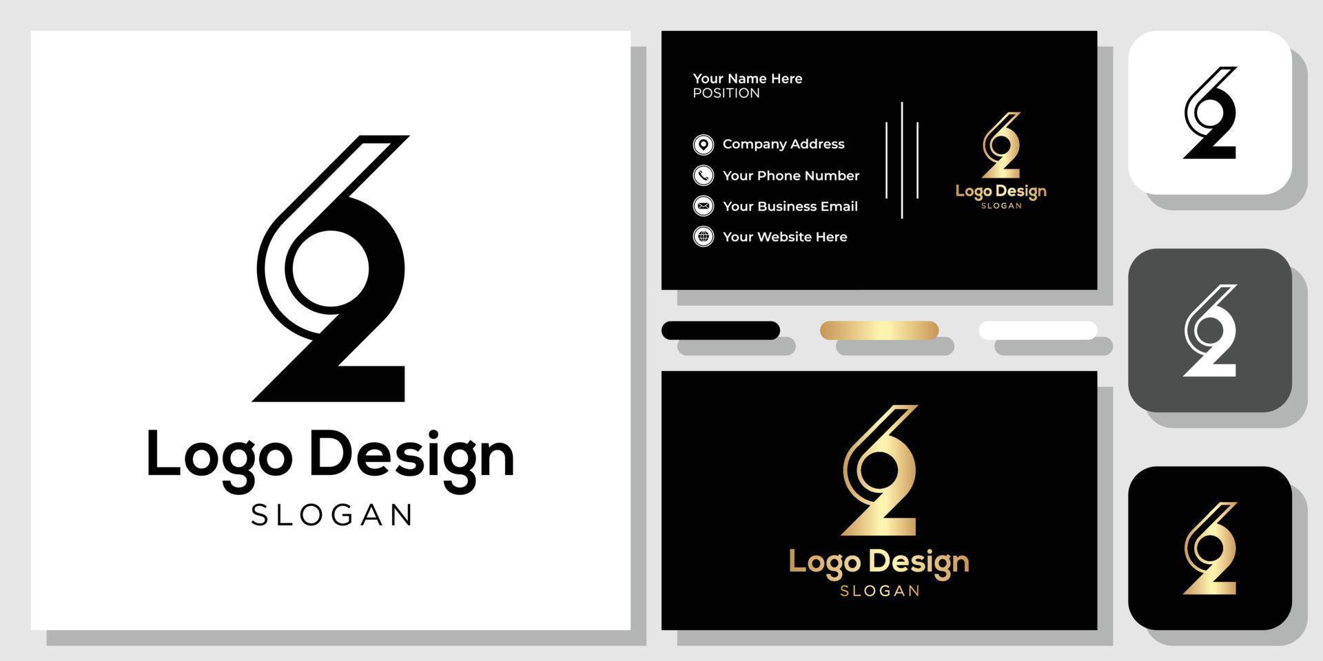 design de logotipo número 26 ouro preto com modelo de cartão de visita vetor