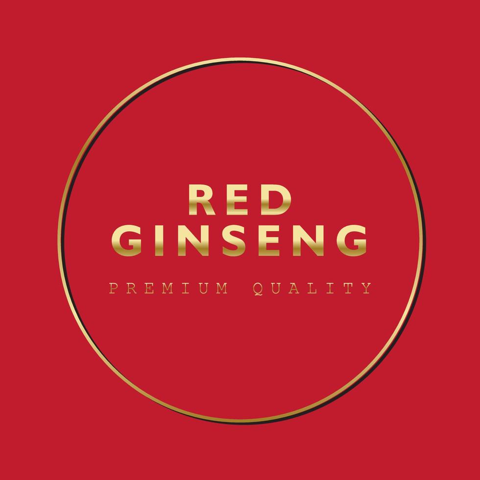 Raiz de ginseng vermelho coreano ou chinês, rótulo de texto em ginseng cultivado coreano. símbolo de ginseng para cosméticos coreanos, medicina chinesa, produtos alimentícios, pacotes de chá. logotipo de ginseng. ilustração vetorial vetor