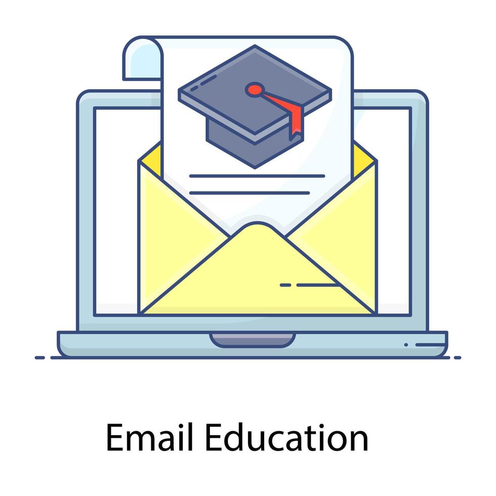 ícone de contorno plano moderno de e-mail educacional vetor