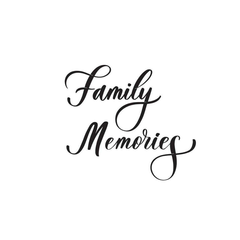 memórias de família - inscrição de caligrafia para álbum. vetor