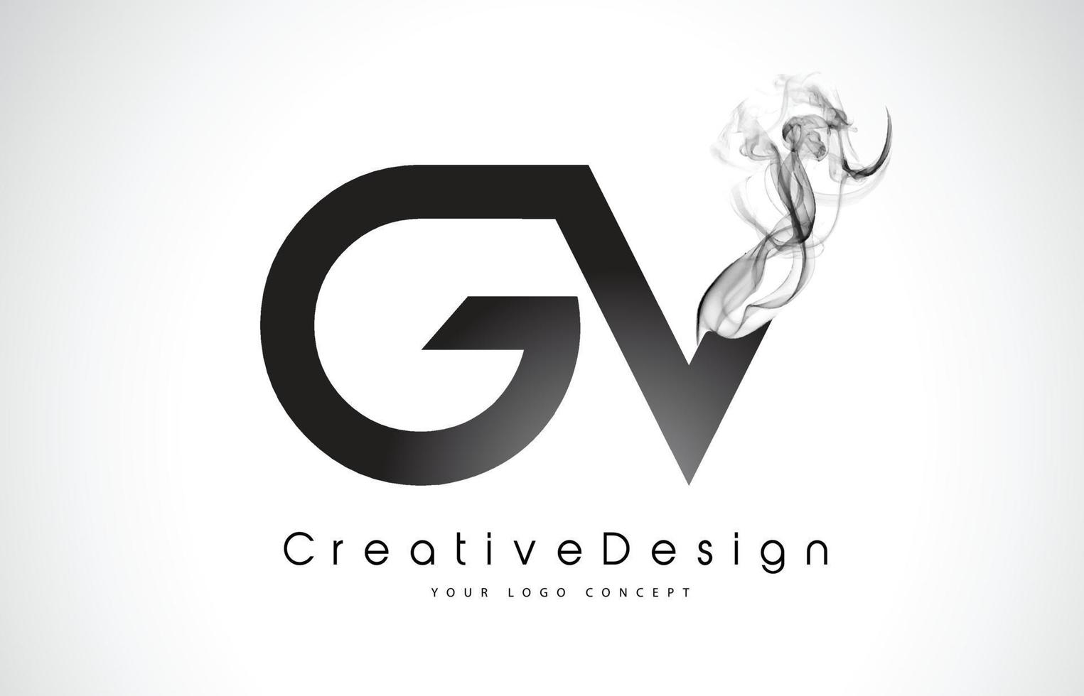 design de logotipo de carta gv com fumaça preta. vetor