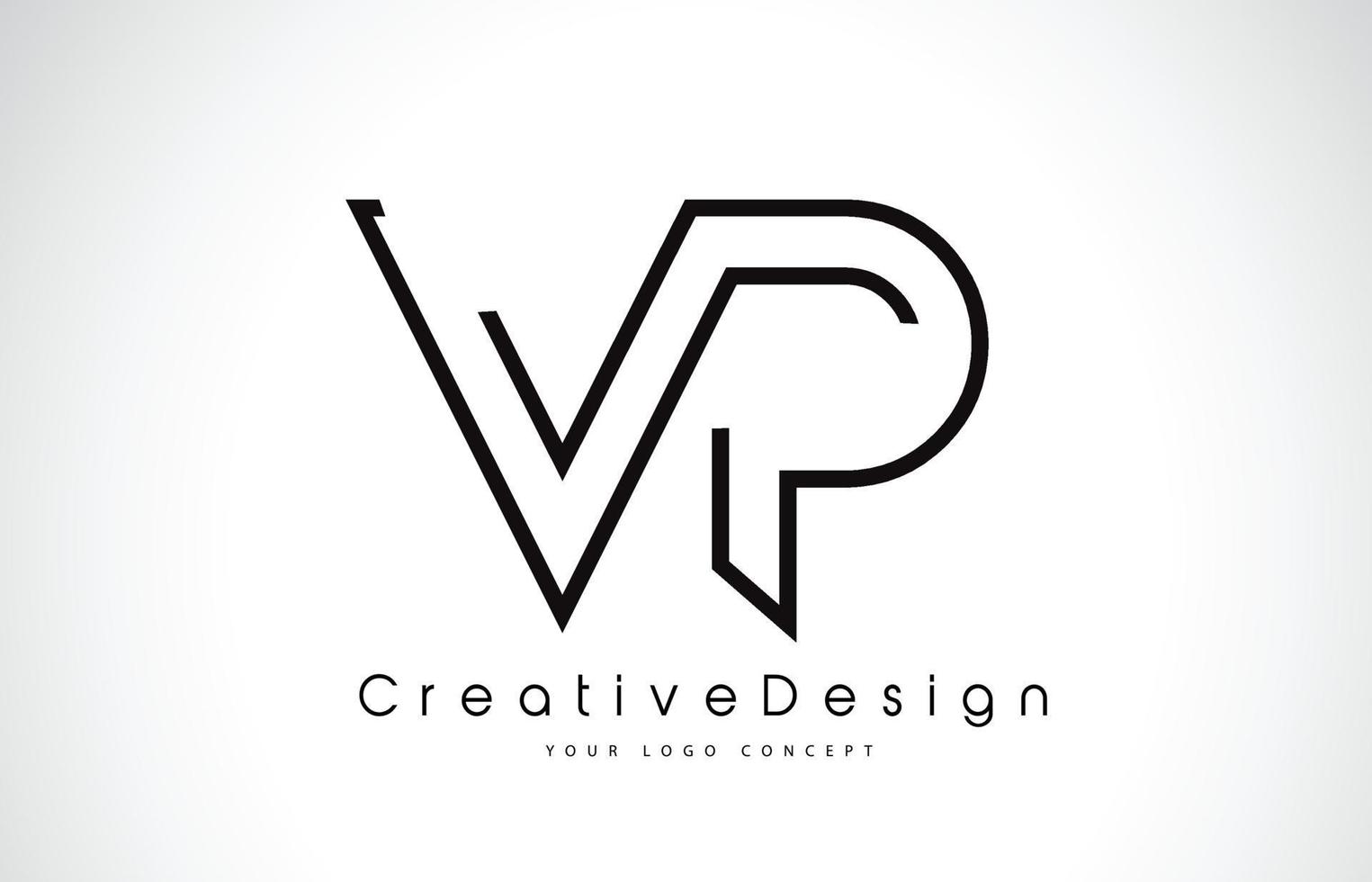 vp vp design de logotipo de carta em cores pretas. vetor