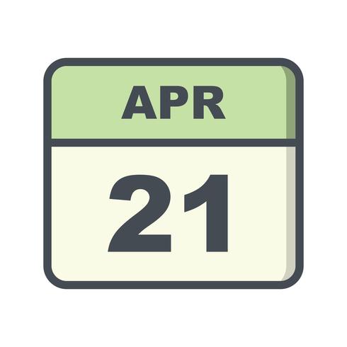 21 de abril Data em um calendário único dia vetor