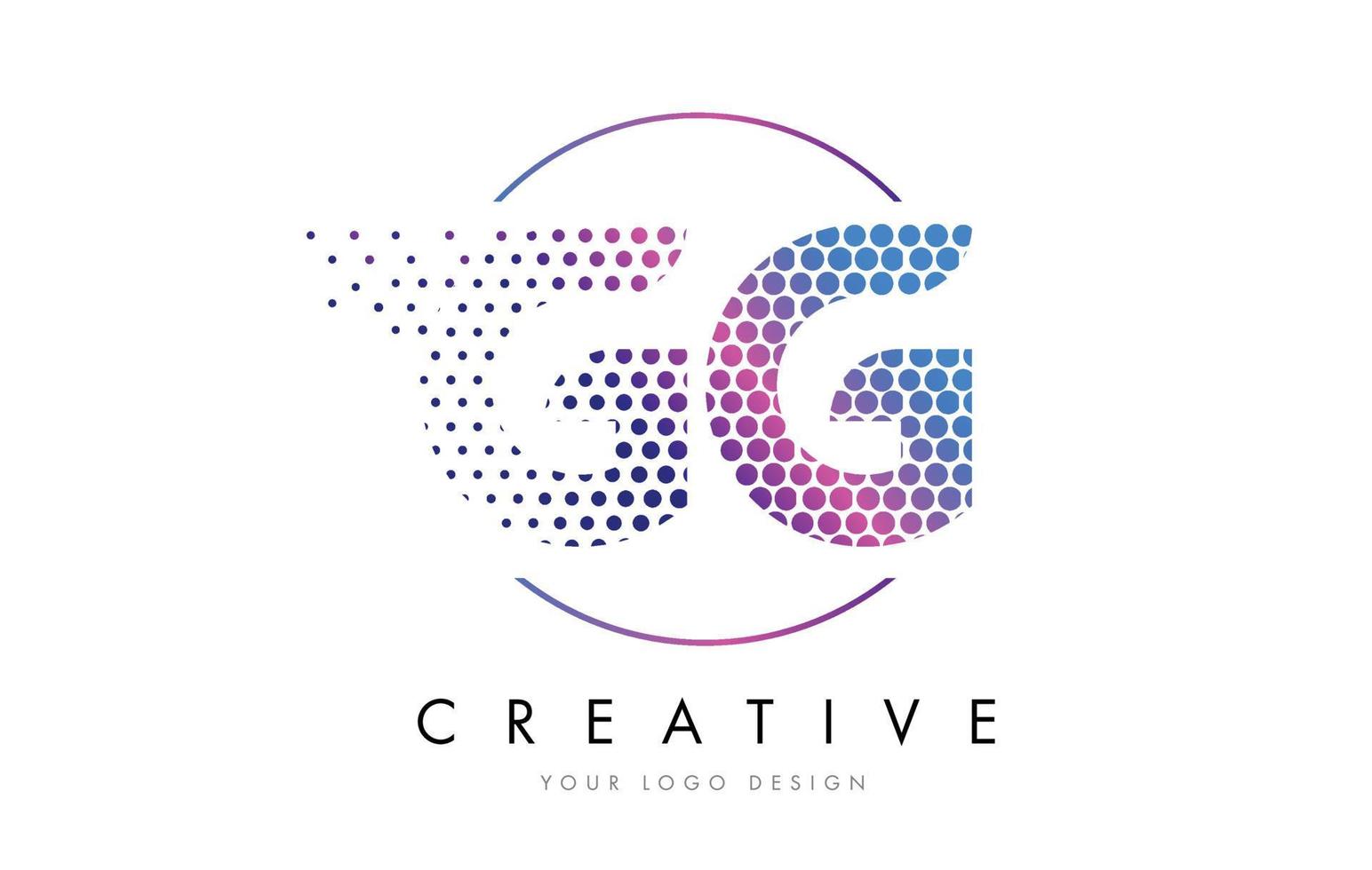 gg gg vetor de design de logotipo de carta de bolha pontilhada magenta rosa