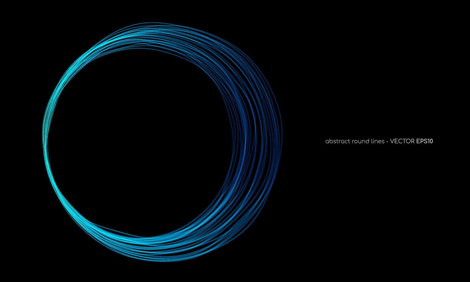 vetor abstrato círculos ondulados linhas rodada quadro cor azul isolada no fundo preto. conceito moderno de tecnologia