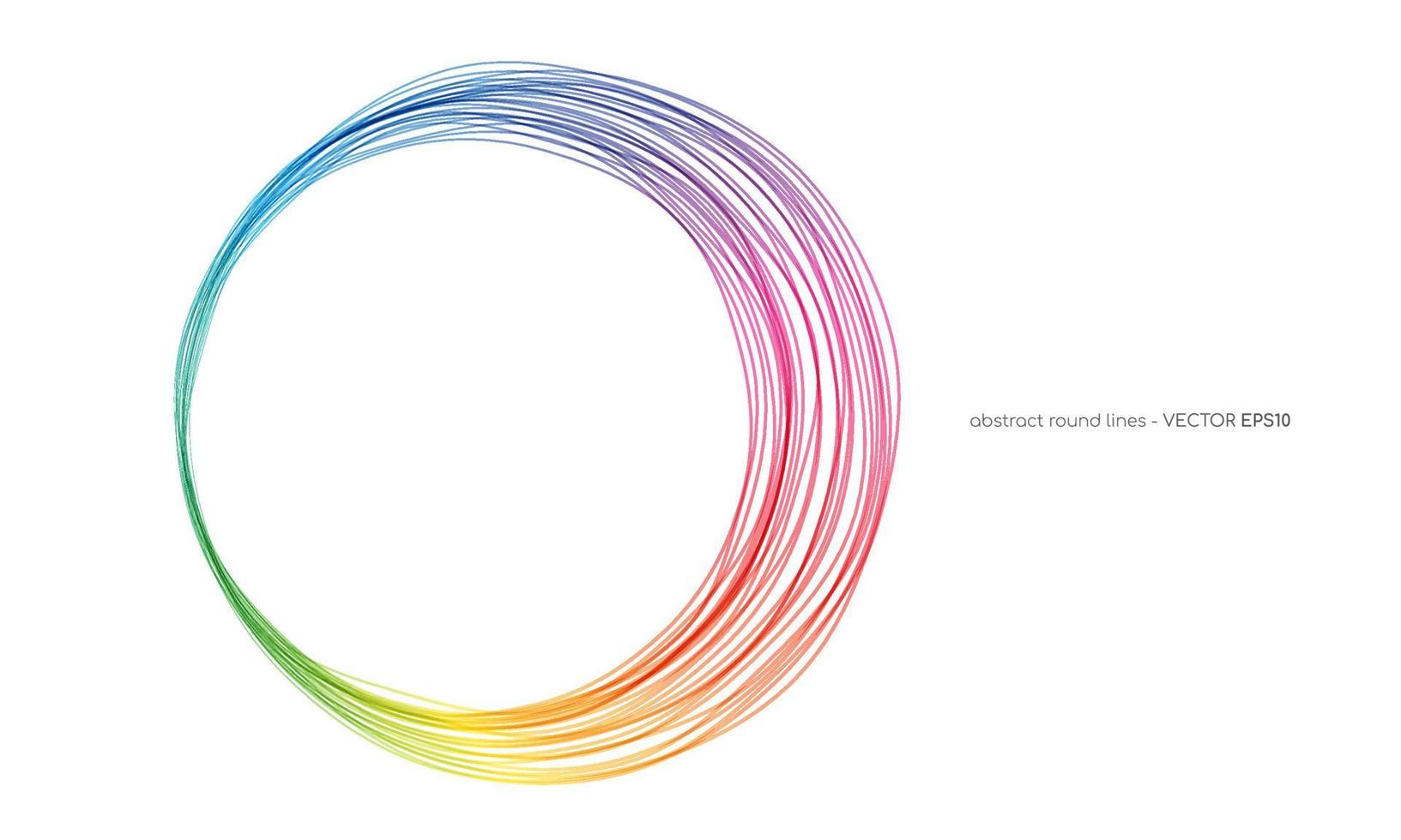 círculos abstratos vetoriais linhas redondas arco-íris colorido isolado no fundo branco com espaço vazio para texto vetor