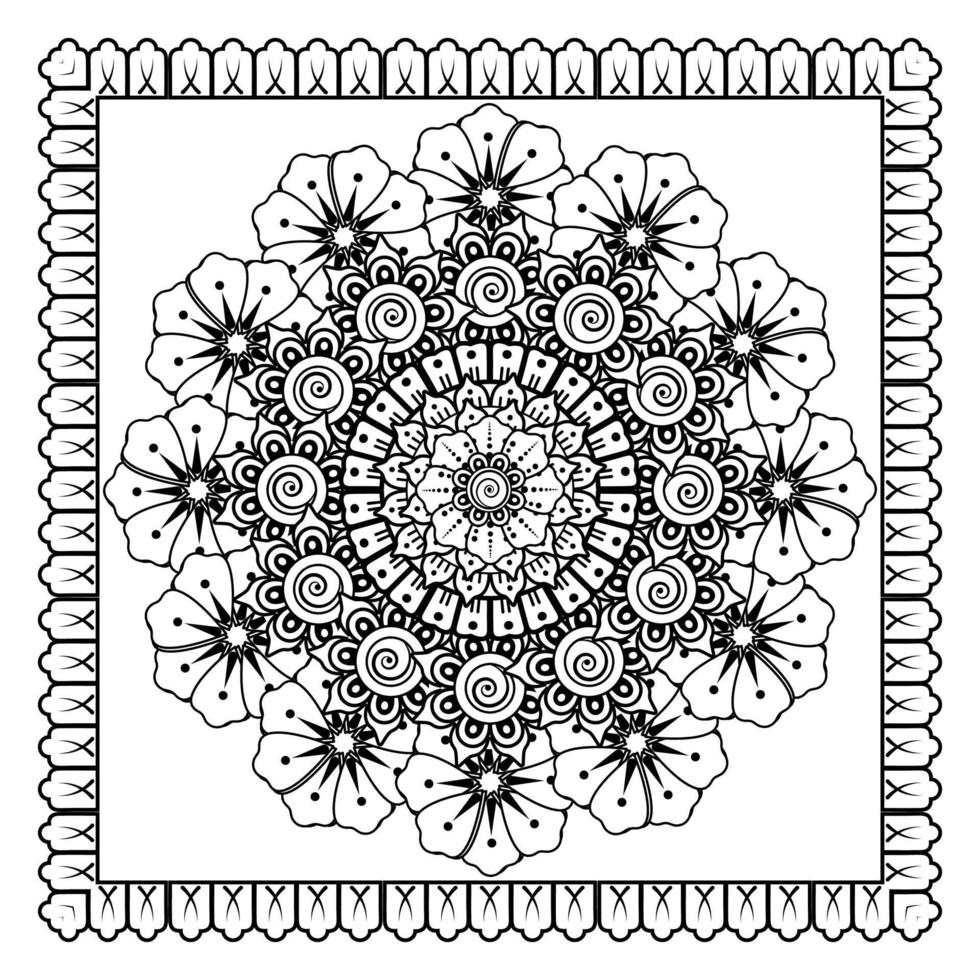 flor mehndi para henna, mehndi, tatuagem, decoração. ornamento decorativo em estilo étnico oriental. vetor