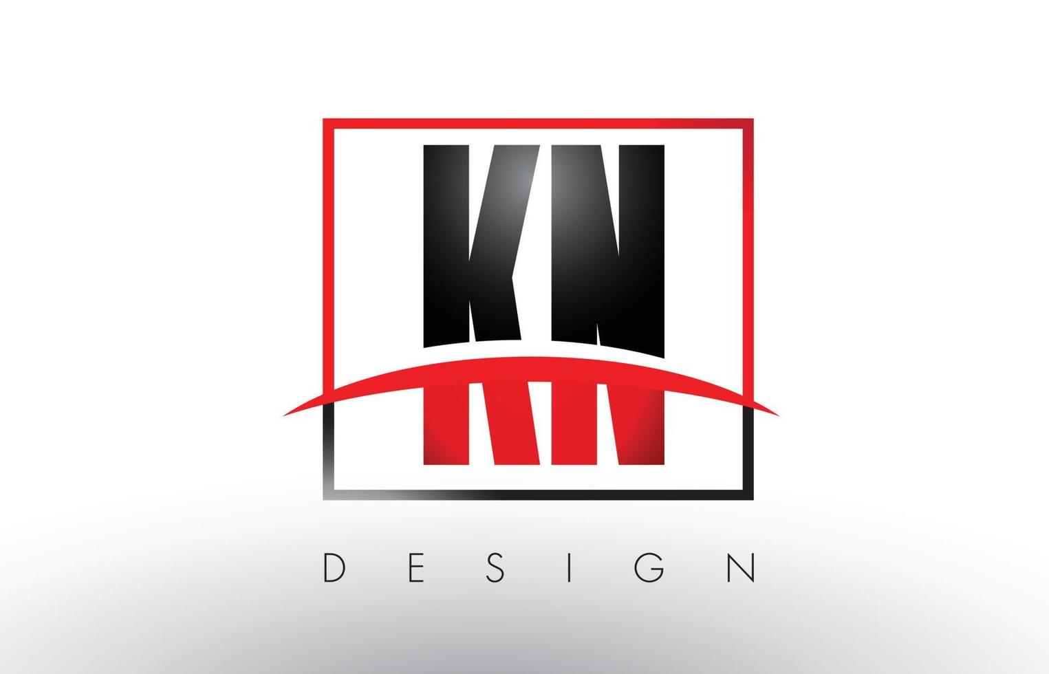 letras do logotipo kn kn com cores vermelhas e pretas e swoosh. vetor