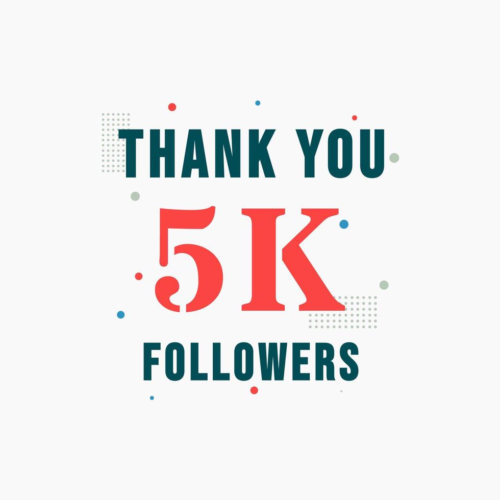 5k seguidores obrigado modelo de celebração colorida mídia social 5000 seguidores banner de conquista vetor