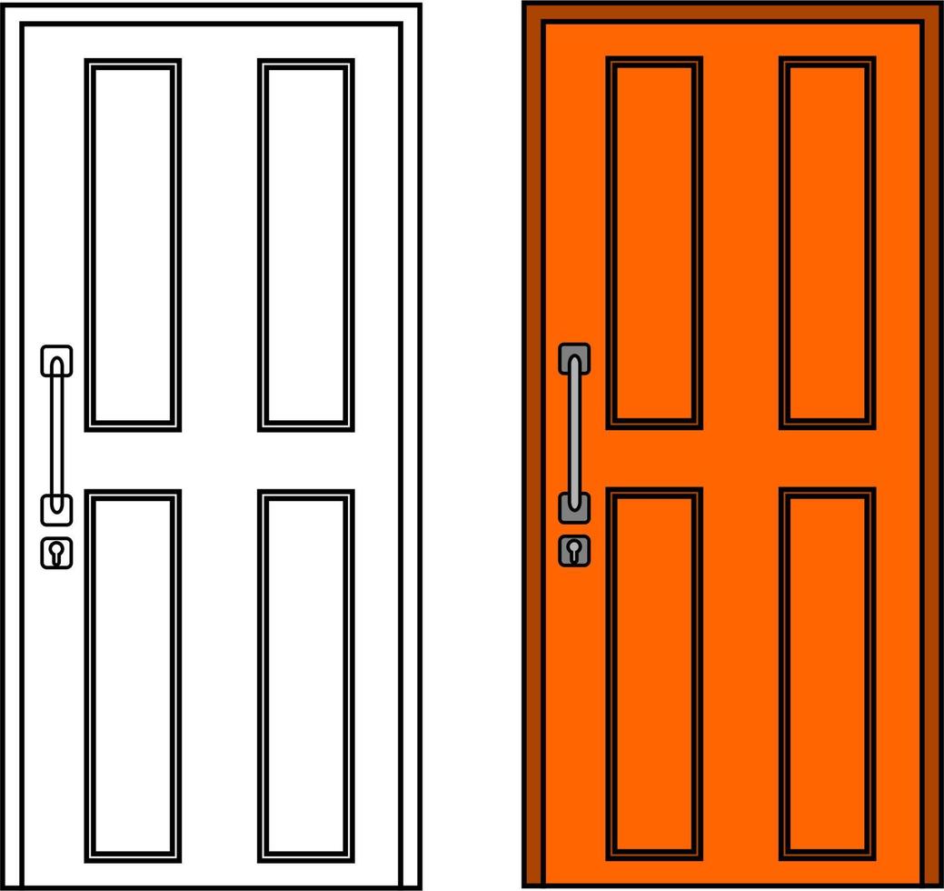 porta única de madeira. porta vista frontal. ícone de porta vetor