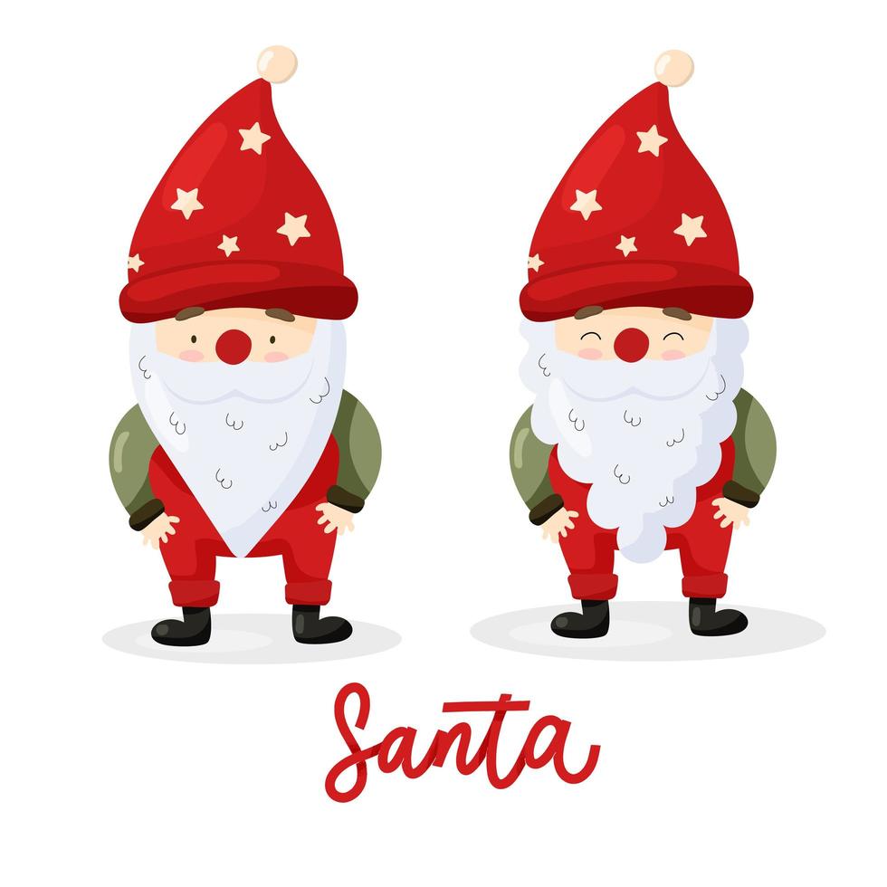 conjunto de ilustrações de desenhos animados de natal isoladas em branco. personagem de papai noel feliz engraçado. vetor