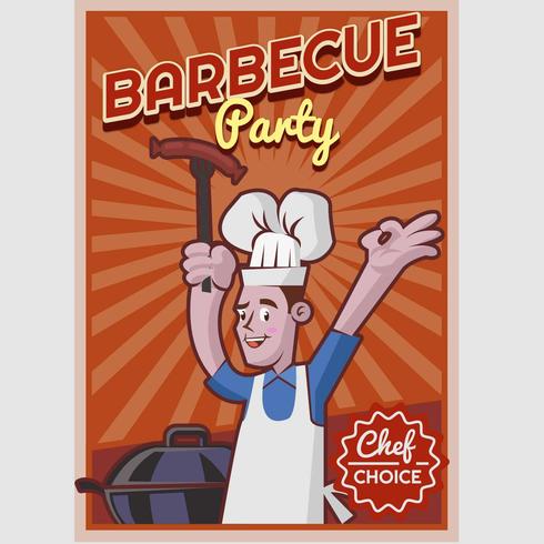 Cartaz retro do BBQ vetor