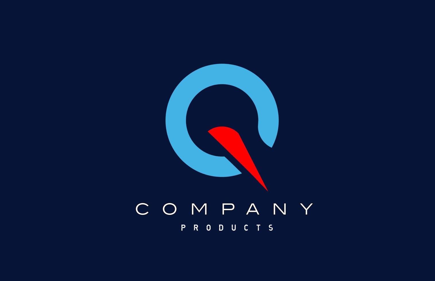 ícone do logotipo da letra do alfabeto vermelho azul q. projeto para empresa e negócios vetor