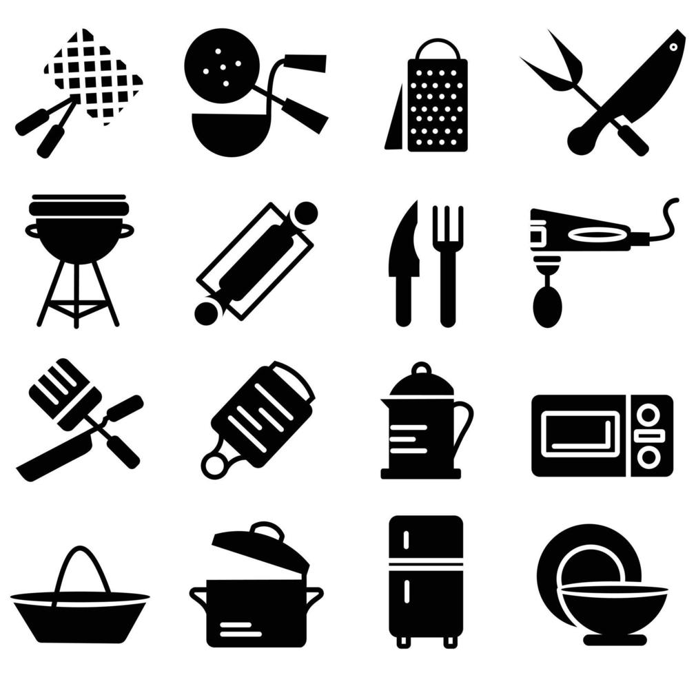 conjunto de ícones simples de fast food, comida de rua para cafés, restaurantes. vetor