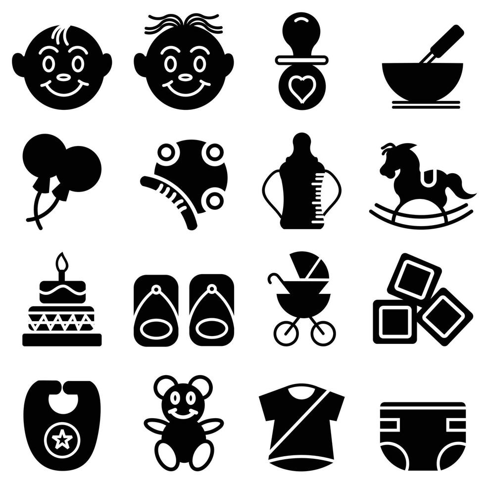Conjunto de ícones de itens de bebê com brinquedos e acessórios para  crianças em desenho animado [download] - Designi