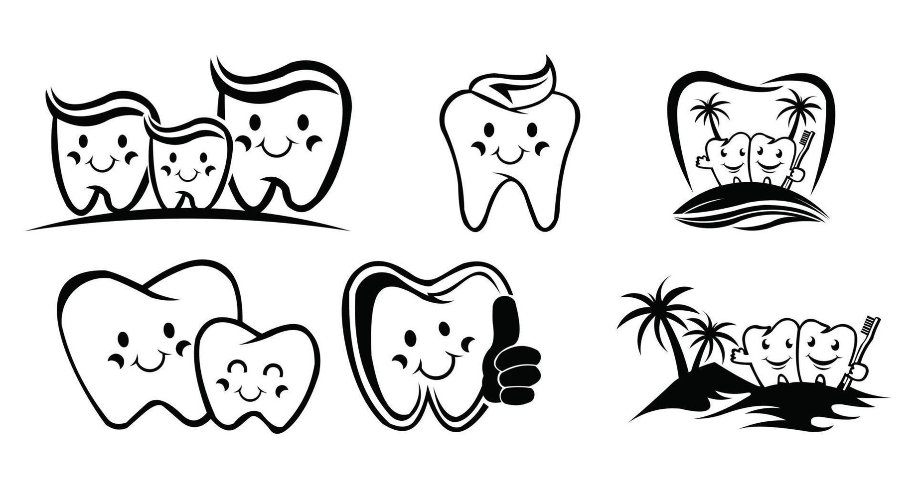 conjunto de logotipo de ilustração de medicina de cuidados de saúde dental vetor