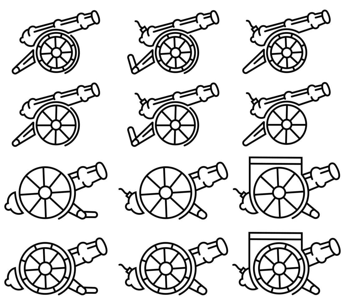ícone de vetor de design de logotipo de artilharia de canhão, vetor de estoque de símbolo de canhão de museu