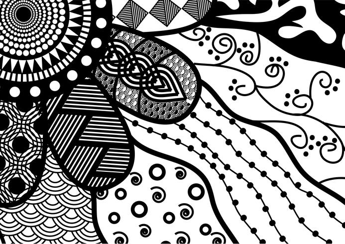 padrão sem emenda vector floral padrão preto e branco doodle