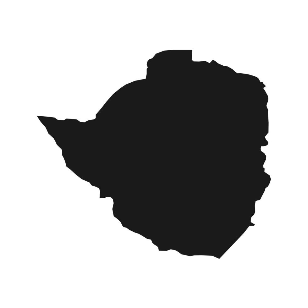 ilustração vetorial do mapa preto do zimbábue em fundo branco vetor