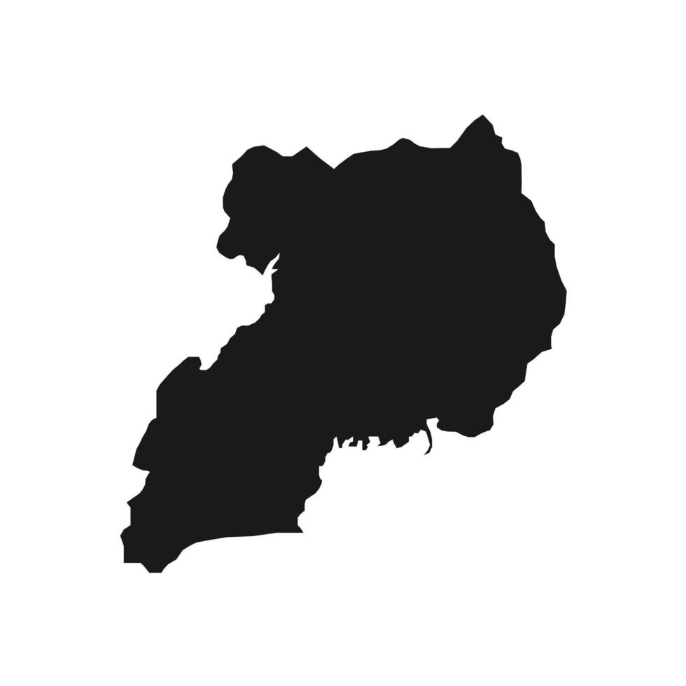 ilustração vetorial do mapa preto de uganda em fundo branco vetor