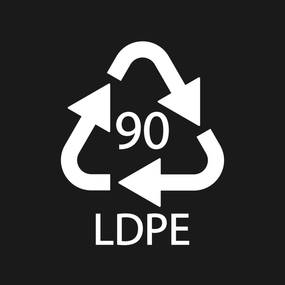 símbolo de reciclagem de compostos ldpe 90. ilustração vetorial vetor