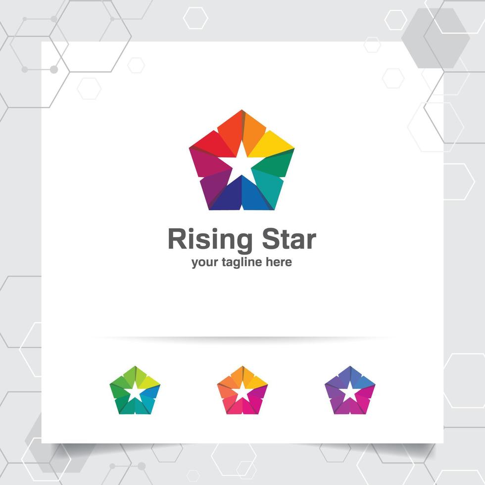 conceito de design de logotipo de estrela do símbolo de loop conectado, logotipo de vetor de estrela colorido usado para impressão, estúdio e tecnologia.