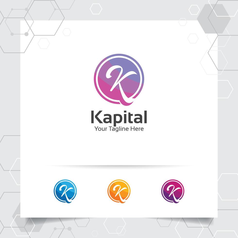 vetor de design de logotipo de letra k de finanças empresariais com uma cor moderna simples para marketing, consultoria, banco, negociação e outros negócios.