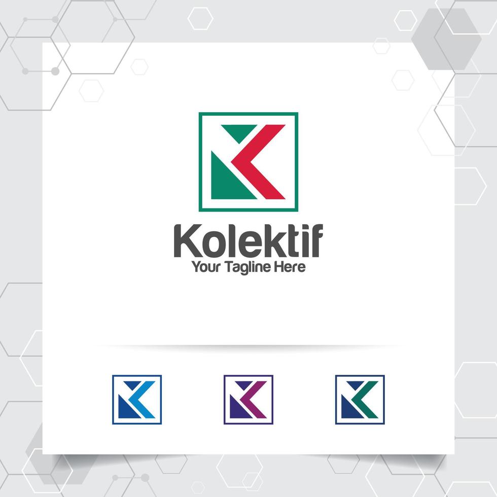 vetor de design de logotipo de letra k de finanças empresariais com uma cor moderna simples para marketing, consultoria, banco, negociação e outros negócios.