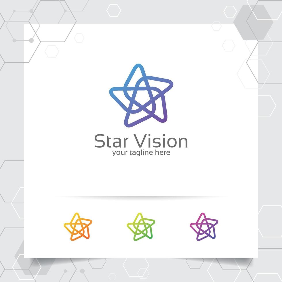 conceito de design de logotipo estrela do símbolo de loop conectado, logotipo abstrato do vetor estrela usado para finanças, contabilidade e consultoria.