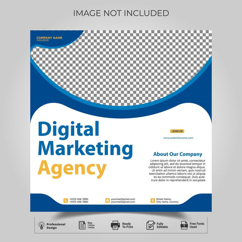 mídia social de marketing digital e modelo de postagem do instagram vetor