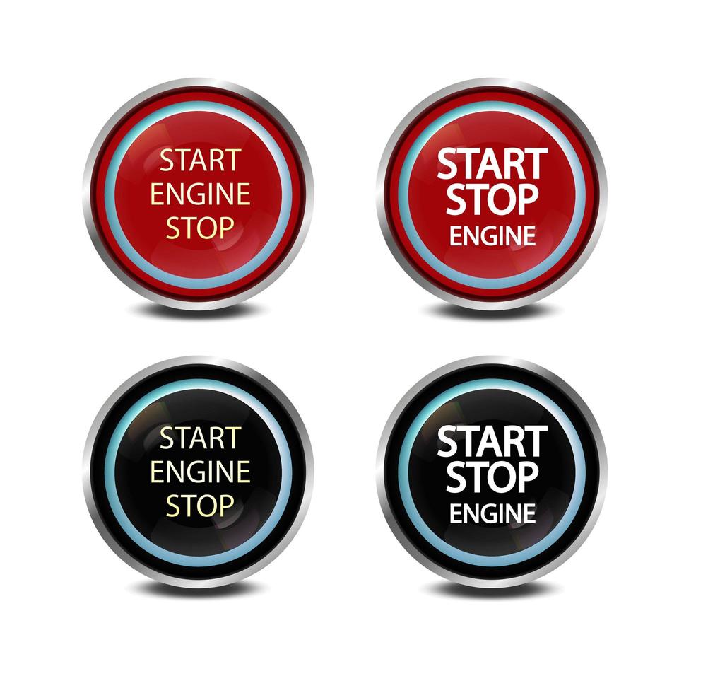 botão start stop motor em vermelho e preto. olhar realista. para decoração, design, decoração de painel. vetor