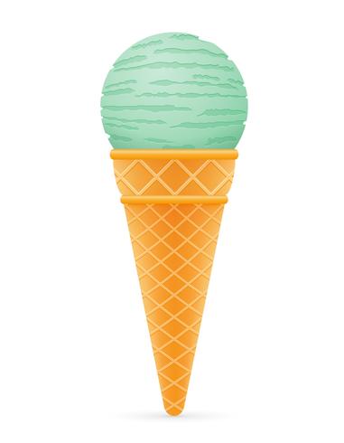 bola de sorvete em ilustração vetorial de cone waffle vetor