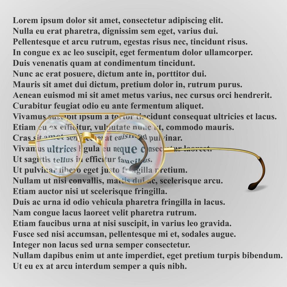 ilustração vetorial de óculos de ouro. a imagem de óculos em um fundo de texto. projeto vintage. imagem de ícone de óculos de sol vetor