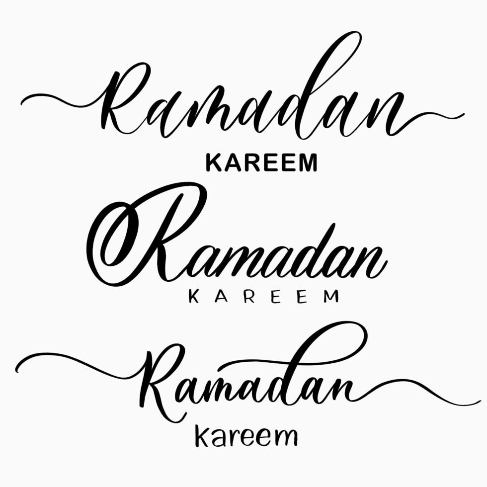 Ramadan Karim. conjunto de inscrições de caligrafia moderna. vetor