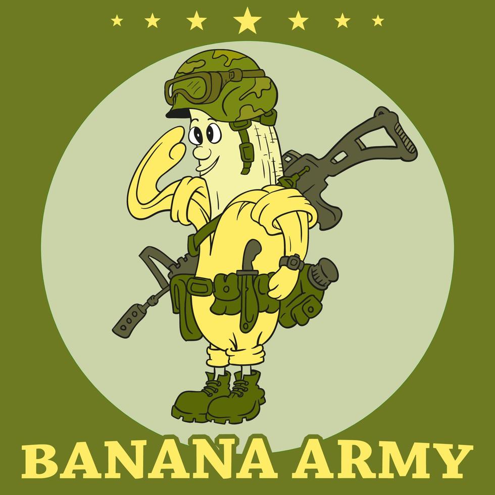 banana mascote do exército vetor