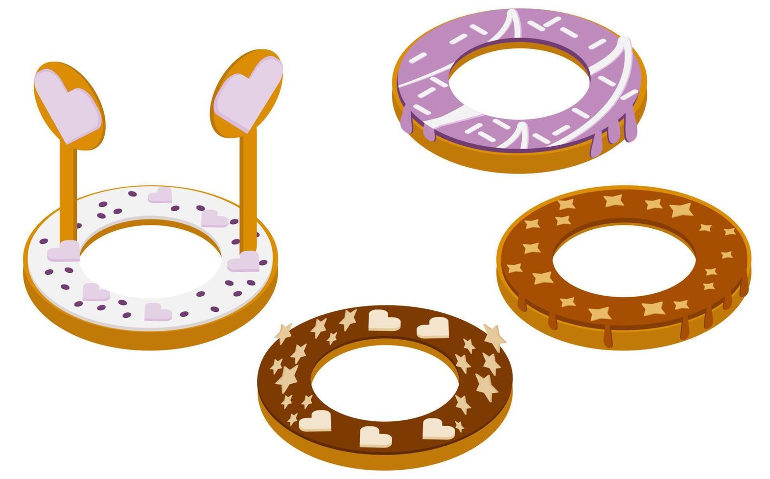 conjunto de donuts coloridos em um background.ismetry branco. ilustração vetorial vetor