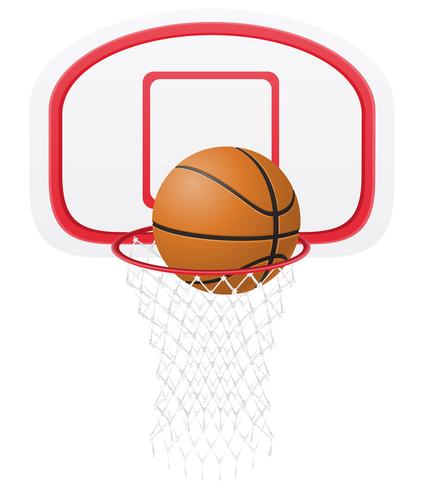 cesta de basquete e ilustração vetorial de bola vetor